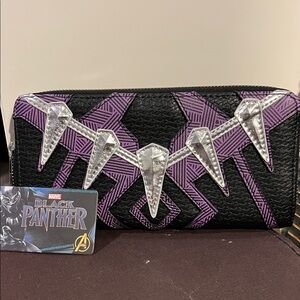 Loungefly Marvel Black Panther Wallet with Purple and Silver Accents